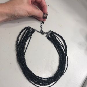 Black beaded necklace and earrings